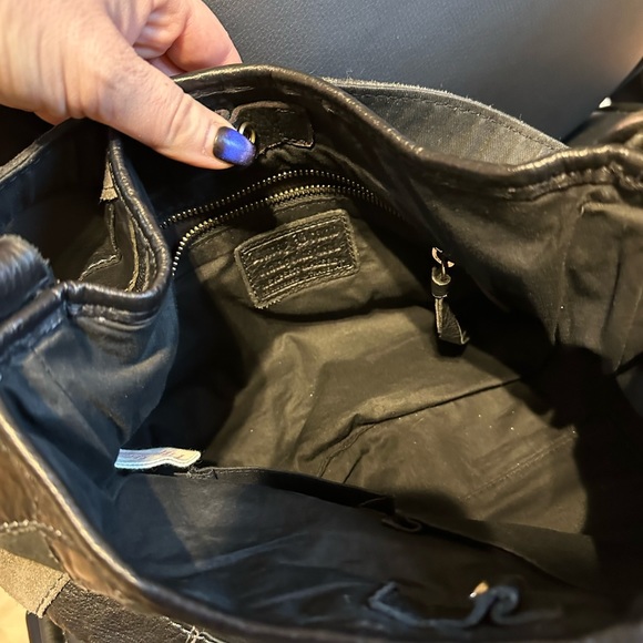 Vintage Lucky brand black and grey leather and suede patchwork hobo. - Picture 6 of 6